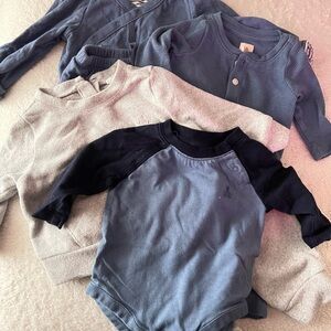 Blue and Gray Long Sleeve Tees Soft Cotton Blend